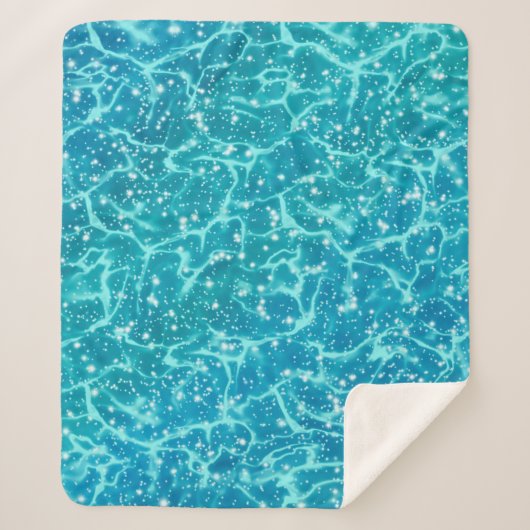 キラキラ輝く青い海の水 シェルパブランケット (正面)