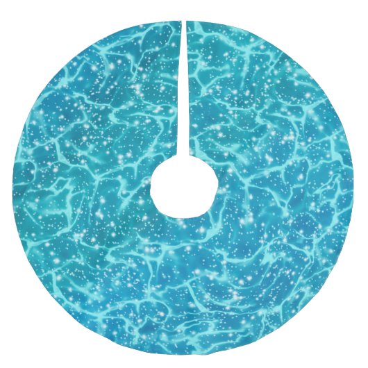 キラキラ輝く青い海の水 ブラッシュドポリエステルツリースカート (正面)