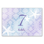 キラキラ輝く青い紫のヒトデ結婚ィス テーブルナンバー (裏面)