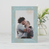 キラキラ輝く青い花火の新年の写真カード シーズンカード (スタンド正面)