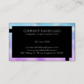 キラキラ輝く青と紫のテクスチャジオメトリックデザイン 名刺 (裏面)