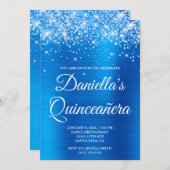 キラキラ輝く鮮やかなブルーフォイルキンセアニラ 招待状 (正面/裏面)