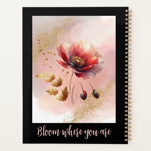 キラキラ輝く黄金のケシパーソナライズされたプランナー プランナー手帳 (裏面)