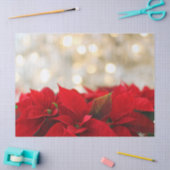 キラキラ輝く黄金の光を持つ赤いポインセチア 薄葉紙 (クラフト)