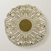 キラキラ輝く黄金の太陽、ヴィンテージ線。 ラウンドクッション (裏面)
