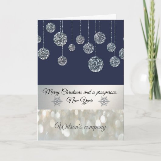 キラキラ輝く《写真》ぼけ味クリスマスボール企業の シーズンカード (正面)