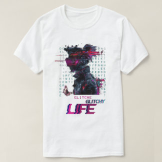 キラキラ輝くTシャツ – はっきりしたと歪んだデザイン Tシャツ