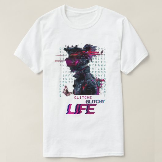 キラキラ輝くTシャツ – はっきりしたと歪んだデザイン Tシャツ (デザイン正面)