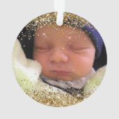 キラキラ金ゴールドおばあちゃんの初めてのクリスマス オーナメント (裏面)