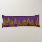 キラキラ金ゴールドクリスマスツリー、星、紫の雪 ボディピロー (裏面)