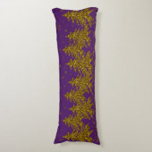 キラキラ金ゴールドクリスマスツリー、星、紫の雪 ボディピロー (正面縦)