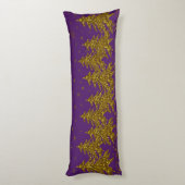 キラキラ金ゴールドクリスマスツリー、星、紫の雪 ボディピロー (裏面 (縦))