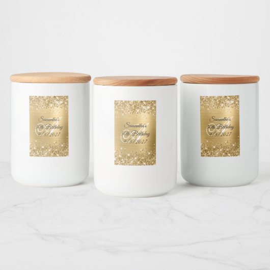 キラキラ金ゴールドグラムモノグラム50誕生日 フードラベル (ボトル)