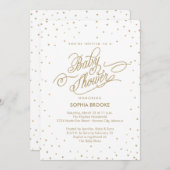 キラキラ金ゴールドスターファンシーベビーシャワー招待状 招待状 (正面/裏面)