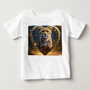 キラキラ金ゴールドチーター愛 ベビーTシャツ