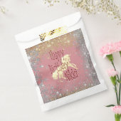 キラキラ金ゴールドユニコーン誕生日 パーソナライズされた フェイバーバッグ (封をした状態)