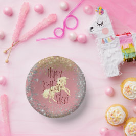 キラキラ金ゴールドユニコーン誕生日 ペーパーボウル