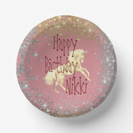 キラキラ金ゴールドユニコーン誕生日 ペーパーボウル