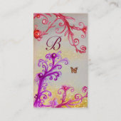 キラキラ銀白金モノグラムの蝶 名刺 (裏面)