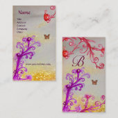 キラキラ銀白金モノグラムの蝶 名刺 (正面/裏面)