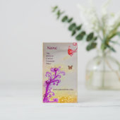 キラキラ銀白金モノグラムの蝶 名刺 (スタンド正面)