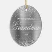 キラキラ銀私の初めてのクリスマスおばあちゃん セラミックオーナメント (右)