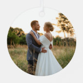 キラキラ銀箔の私たちの第1のクリスマスフォト メタルオーナメント (裏面)