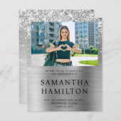 キラキラ銀箔フォト卒業招待状 (正面/裏面)