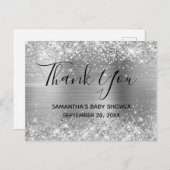 キラキラ銀箔ベビーシャワーありがとう ポストカード (正面/裏面)