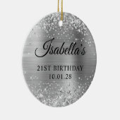 キラキラ銀箔21th誕生日の写真 セラミックオーナメント (右)