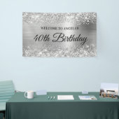 キラキラ銀箔40th誕生日へようこそ 横断幕 (トレードショー)