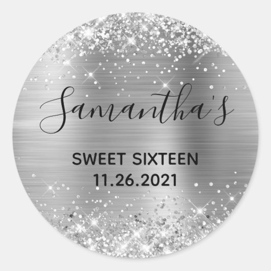 キラキラ銀箔Sweet sixteen ラウンドシール (正面)