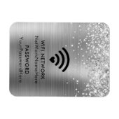 キラキラ銀箔WiFiネットワークとパスワード マグネット (横)