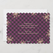 キラキラ雪の紫の金ゴールドクリスマスカード シーズンカード (裏面)