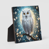 キラキラ雪フクロウ フォトプラーク (正面)