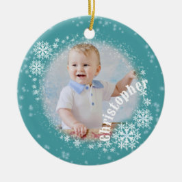 キラキラ雪フレークスアクアラウンドオーナメント セラミックオーナメント
