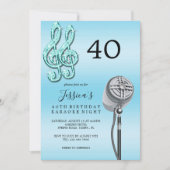 キラキラ音楽ノート&マイクカラオケ誕生日 招待状 (正面)