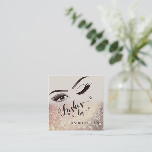 キラキラ魅力的輝く光が目を輝かせる スクエア名刺 (スタンド正面)