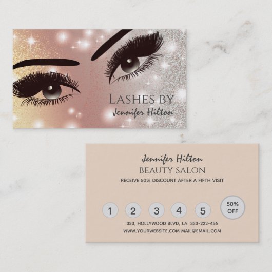 キラキラ魅力的輝く点滅がメイクアップの目 名刺 (正面/裏面)