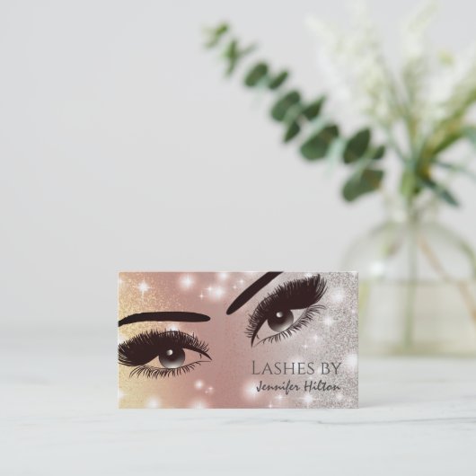 キラキラ魅力的輝く点滅がメイクアップの目 名刺 (スタンド正面)