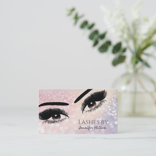 キラキラ魅力的輝く点滅がメイクアップの目 名刺 (スタンド正面)