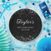 キラキラ黒40歳の誕生日 ペーパープレート (パーティー)