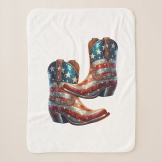 キラキラ アメリカ国旗 コウボーイブーツ シェルパブランケット