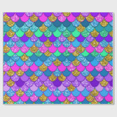 キラキラ カラフル マーメイド バースデーパーティー ラッピングペーパー (フラット)