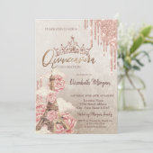 キラキラ クラウン フラワー エッフェル塔 Quinceañera 招待状 (スタンド正面)