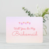 キラキラ グラデーション ハート あなたは私のブライズメイドになってくれる？ 招待状 (スタンド正面)