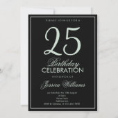 キラキラ グリーン 25歳の誕生日 招待状 (裏面)