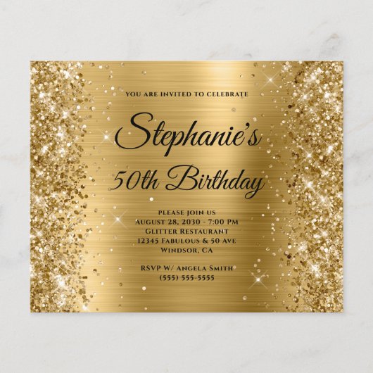 キラキラ ゴールド箔 モノグラム 50歳の誕生日 チラシ (正面)