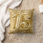 キラキラ ゴールド箔 15歳の誕生日 クッション (ブランケット)