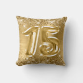 キラキラ ゴールド箔 15歳の誕生日 クッション (正面)